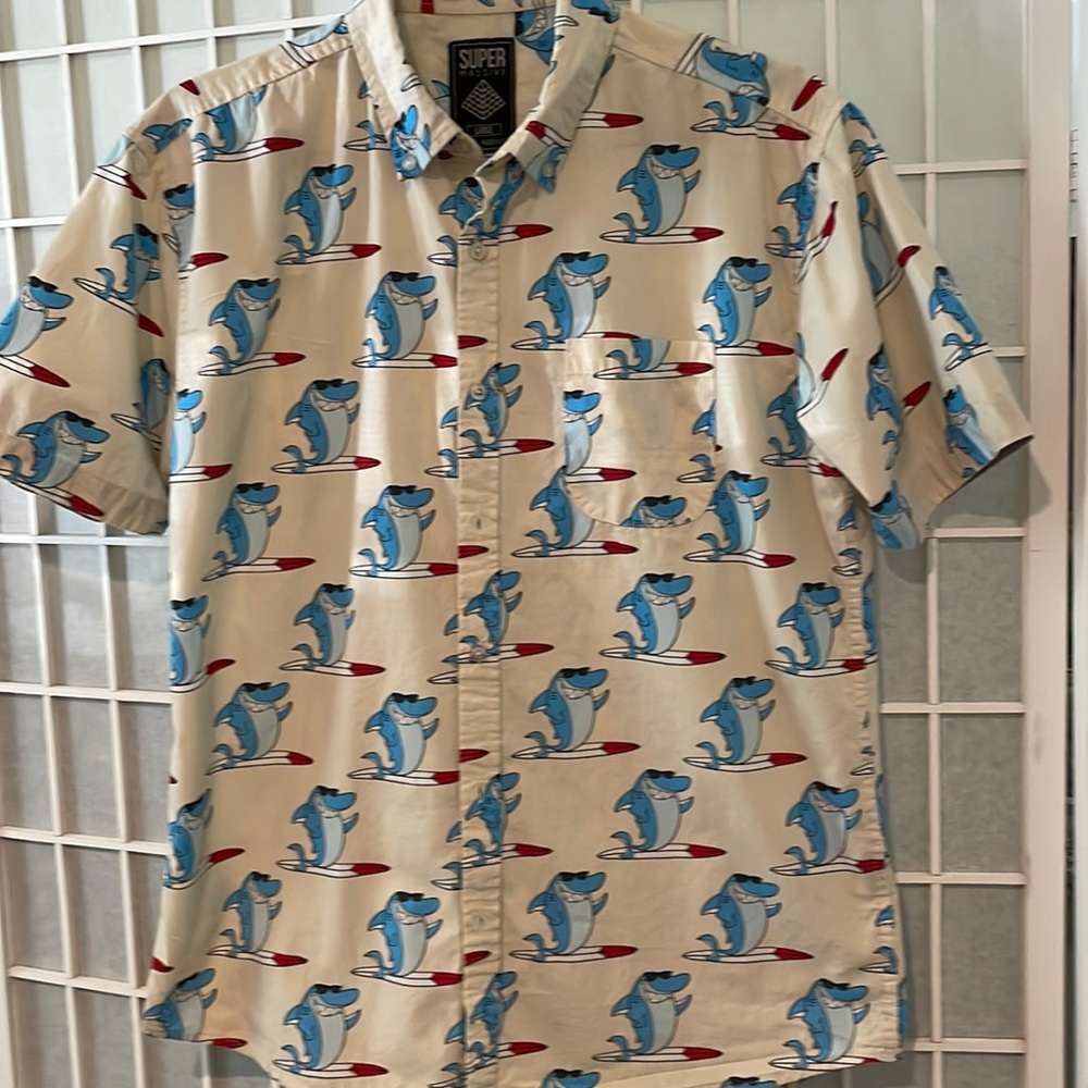 Get your shirt for Shark Week - Surfing Sharky Shirt Sz L